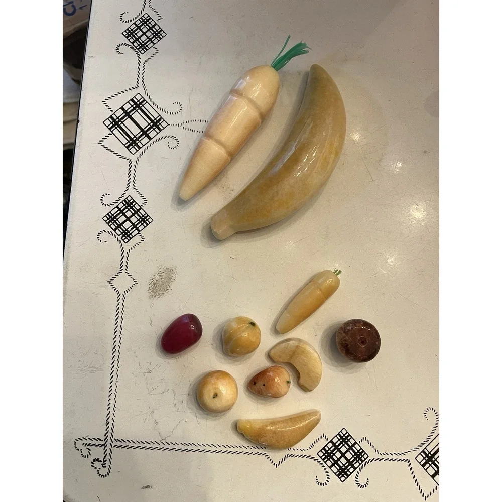2 Lg. & 8 Mini ~  Vintage Italian Alabaster STONE FRUIT